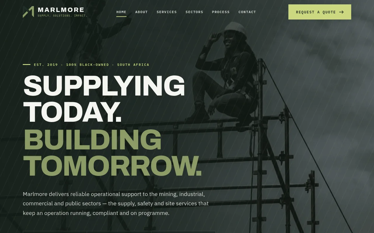 Screenshot of the Marlmore website