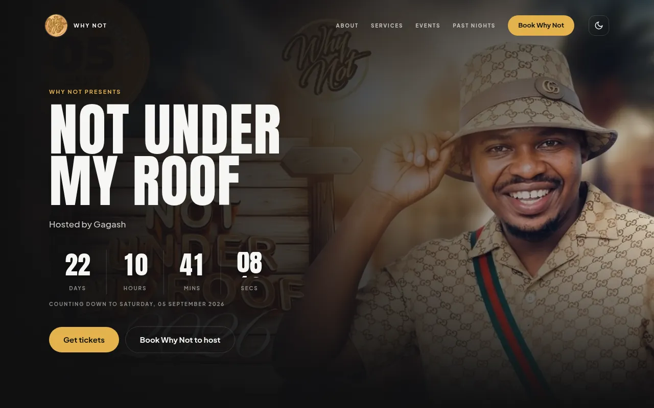 Screenshot of the Why Not event website
