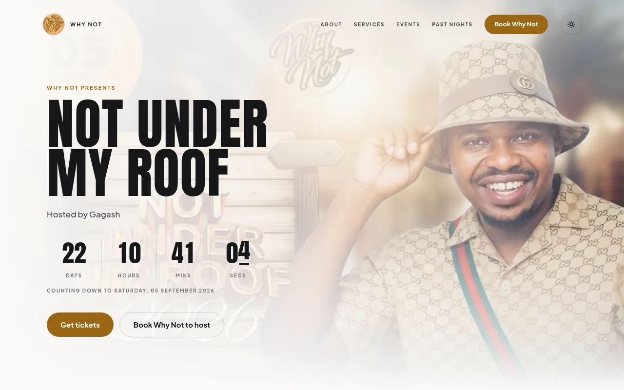 Screenshot of the Why Not event website