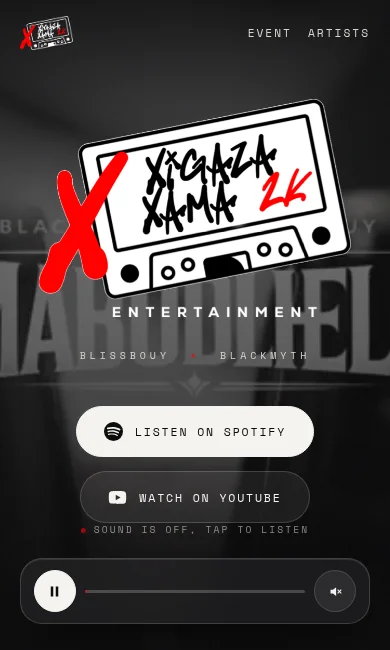 Screenshot of the XX2K Entertainment website